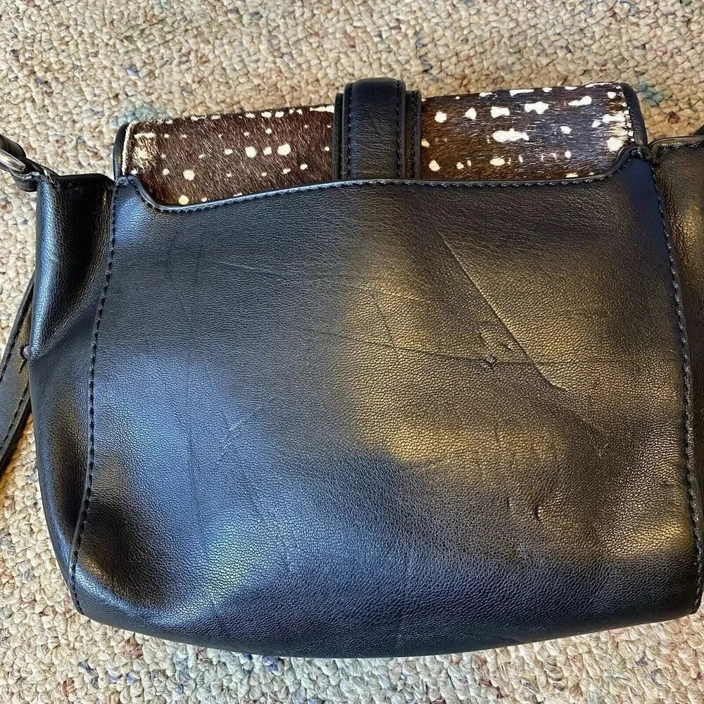 Zara Basic Collection Mini Women’s Crossbody Faux Leather/Fur Black Brown White - Picture 8 of 11